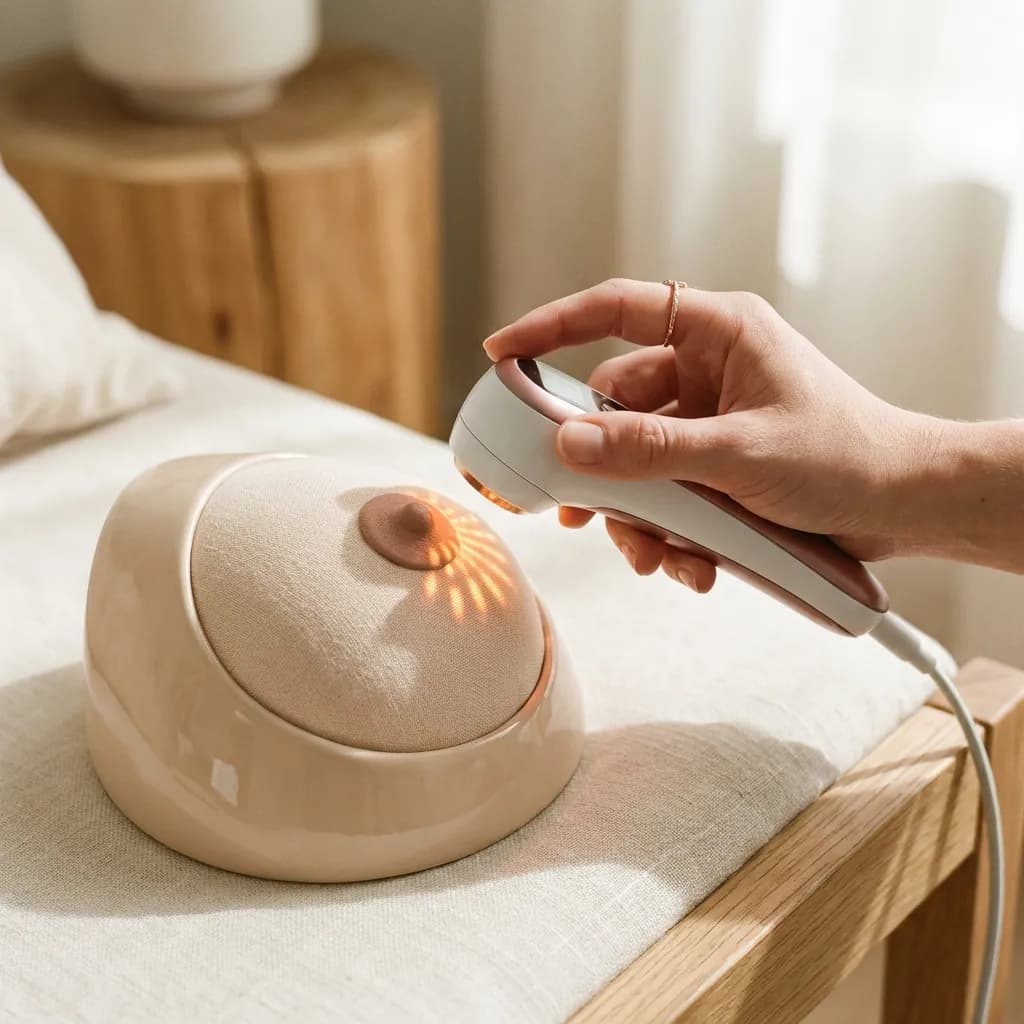 Aplicação de laserterapia para conforto na amamentação