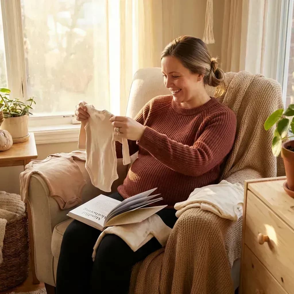Gestante se preparando para amamentação